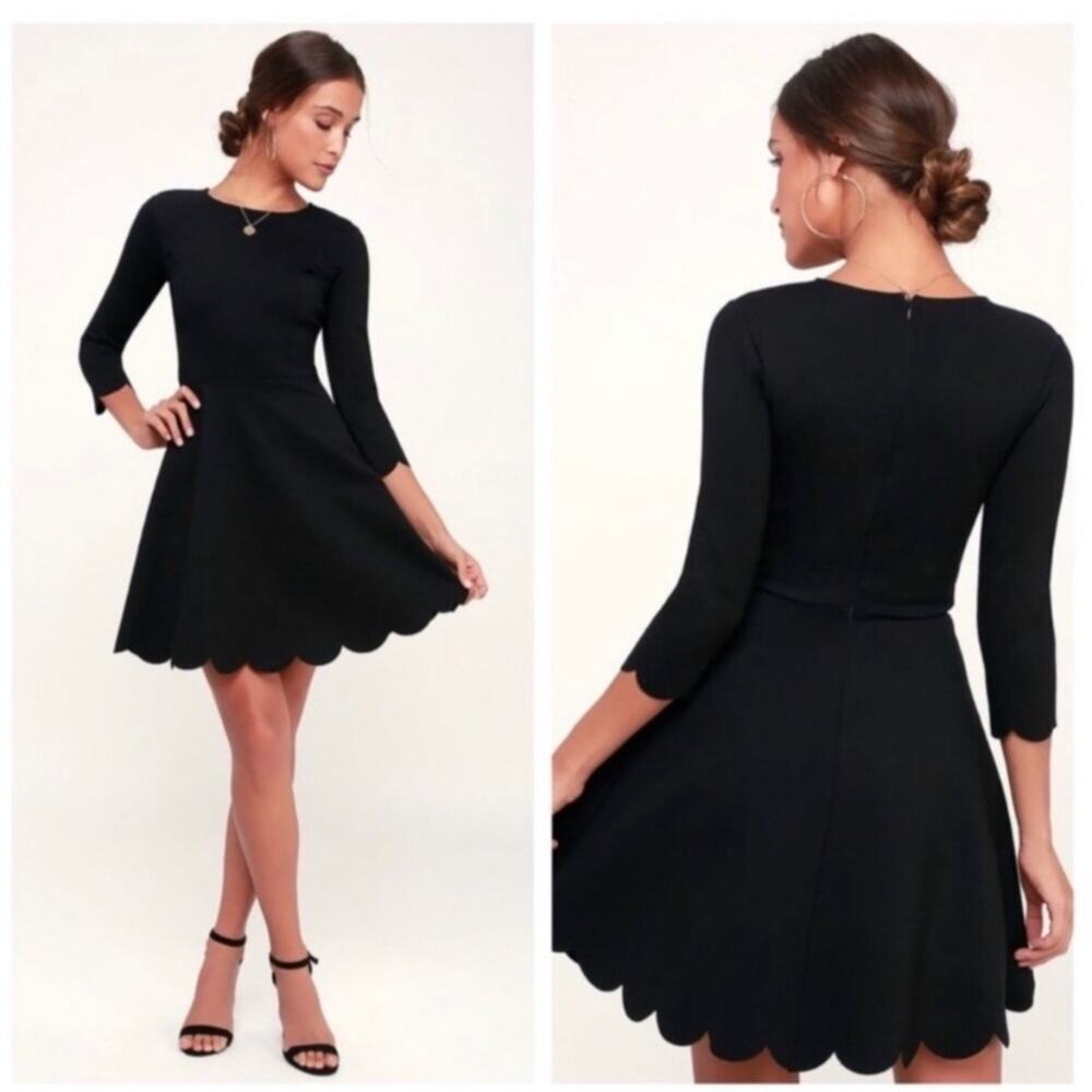 Lulu's Cumulonimbus Scalloped Skater Dress Large